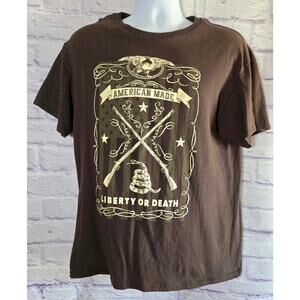 Delta Brown Tan American Made Liberty Or Death Graphic Shirt Large